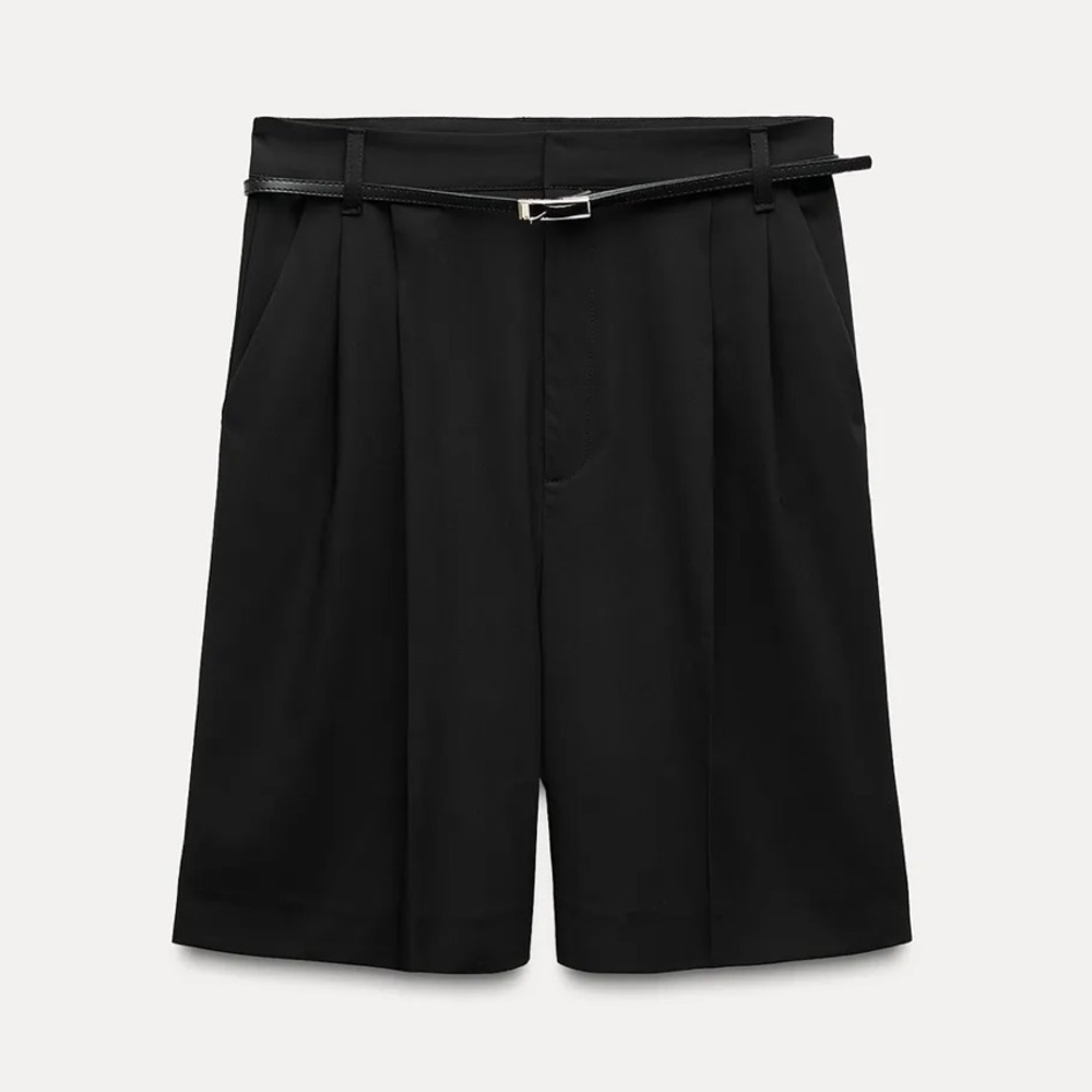 Zara | Belted Pleated Shorts